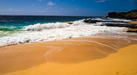 Oahu Shore Waves White Modern Wood Framed Art Print with Double Matting by Bill Carson Photography