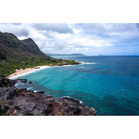 Oahu Cliffs Black Modern Wood Framed Art Print by Bill Carson Photography