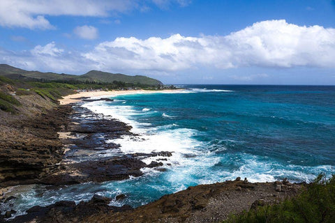 Oahu Rocky Shores II White Modern Wood Framed Art Print with Double Matting by Bill Carson Photography