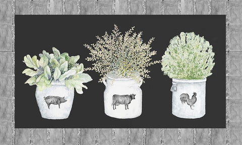 Potted Farm Arrangement Trio on Chalkboard White Modern Wood Framed Art Print with Double Matting by Gaynor, Janice