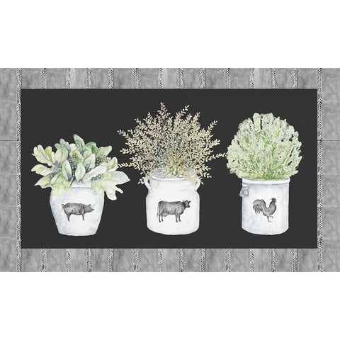 Potted Farm Arrangement Trio on Chalkboard Gold Ornate Wood Framed Art Print with Double Matting by Gaynor, Janice