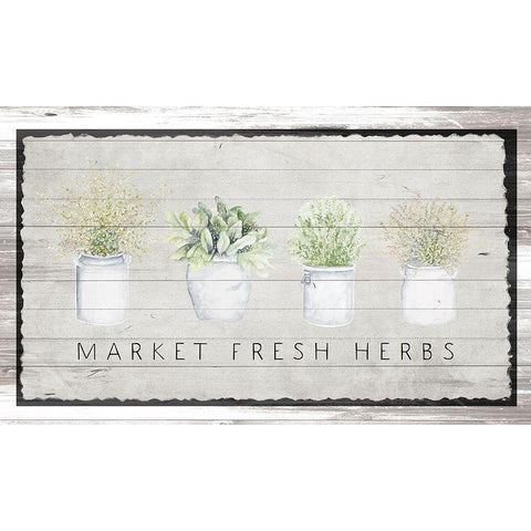 Market Fresh Herbs Black Modern Wood Framed Art Print with Double Matting by Gaynor, Janice