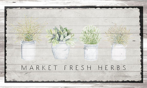 Market Fresh Herbs Black Ornate Wood Framed Art Print with Double Matting by Gaynor, Janice