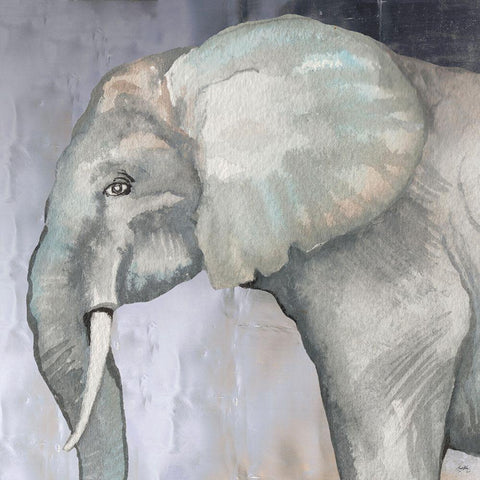 Elephant White Modern Wood Framed Art Print by Medley, Elizabeth