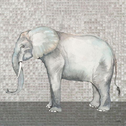 Introspective Elephant Black Modern Wood Framed Art Print with Double Matting by Medley, Elizabeth