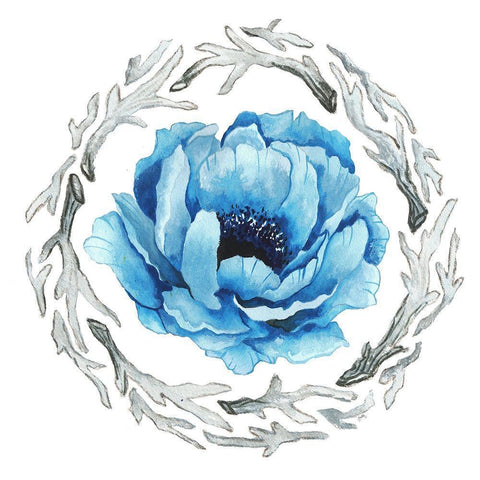 Blue Flower II White Modern Wood Framed Art Print by Medley, Elizabeth