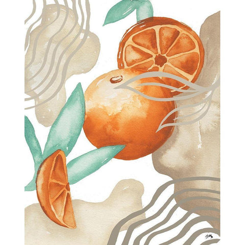 Art Deco Orange Black Modern Wood Framed Art Print with Double Matting by Medley, Elizabeth