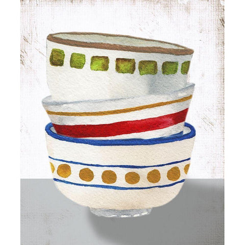 Stacked Bowls I Black Modern Wood Framed Art Print with Double Matting by Medley, Elizabeth