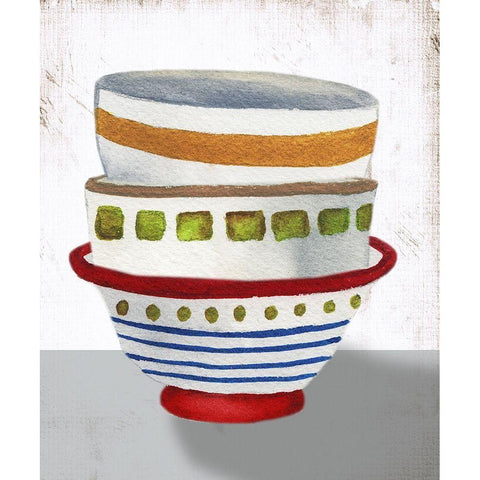 Stacked Bowls II Black Modern Wood Framed Art Print with Double Matting by Medley, Elizabeth