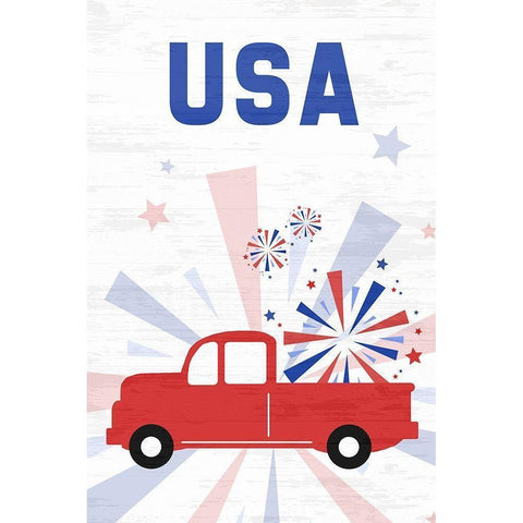 Patriotic Truck Gold Ornate Wood Framed Art Print with Double Matting by Quach, Anna