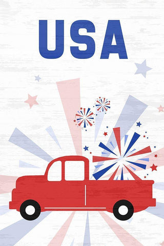 Patriotic Truck White Modern Wood Framed Art Print with Double Matting by Quach, Anna