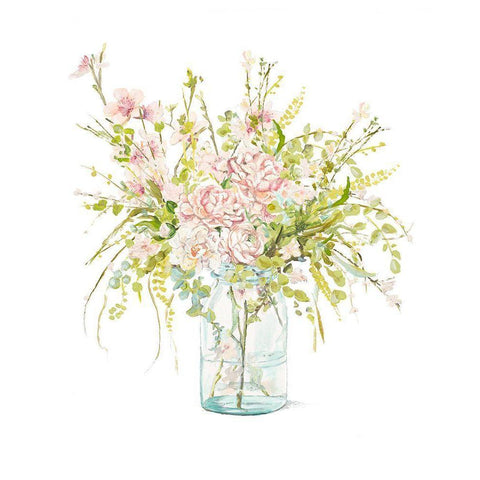 Flowers in Glass Vase White Modern Wood Framed Art Print by Pinto, Patricia