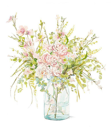 Flowers in Glass Vase Black Ornate Wood Framed Art Print with Double Matting by Pinto, Patricia