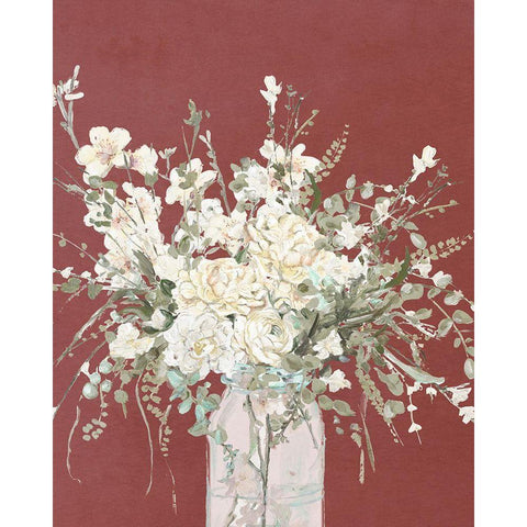 Warm Flowers in Glass Vase White Modern Wood Framed Art Print by Pinto, Patricia