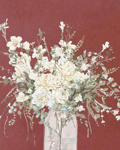 Warm Flowers in Glass Vase White Modern Wood Framed Art Print with Double Matting by Pinto, Patricia