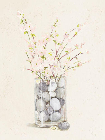 Spring Vase With Pebbles White Modern Wood Framed Art Print with Double Matting by Pinto, Patricia