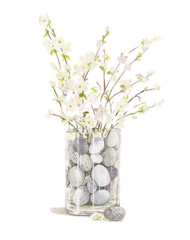 Spring Vase with Rocks White Modern Wood Framed Art Print with Double Matting by Pinto, Patricia