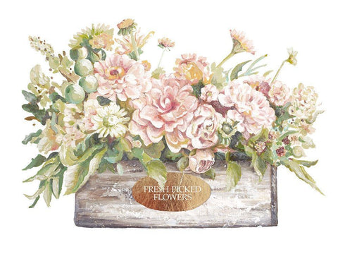 Flowers in Wooden Planter Black Ornate Wood Framed Art Print with Double Matting by Pinto, Patricia