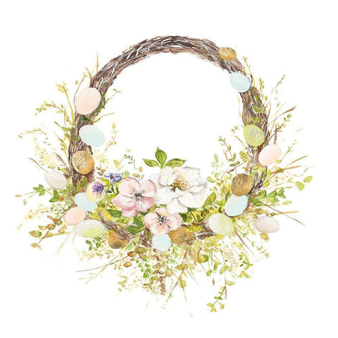 Easter Wreath Black Ornate Wood Framed Art Print with Double Matting by Pinto, Patricia