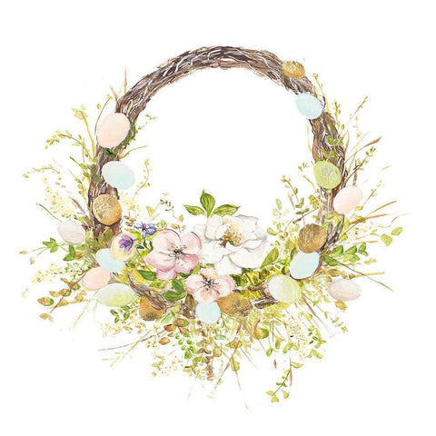 Easter Wreath Black Modern Wood Framed Art Print with Double Matting by Pinto, Patricia