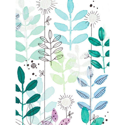 Botanics II White Modern Wood Framed Art Print by Krinlox