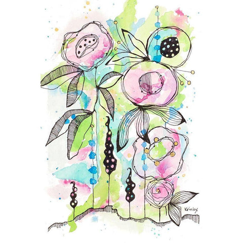 Blooming Summer I White Modern Wood Framed Art Print by Krinlox