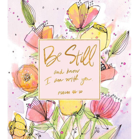 Be Still Spring Blooms Black Modern Wood Framed Art Print by Krinlox