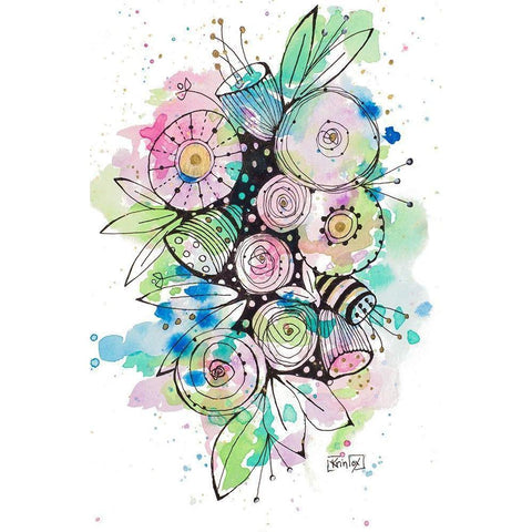 Blooming Summer II Black Modern Wood Framed Art Print with Double Matting by Krinlox