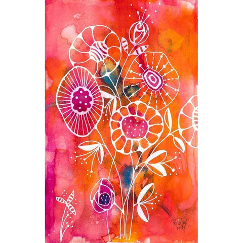 Brightest Blooms Gold Ornate Wood Framed Art Print with Double Matting by Krinlox