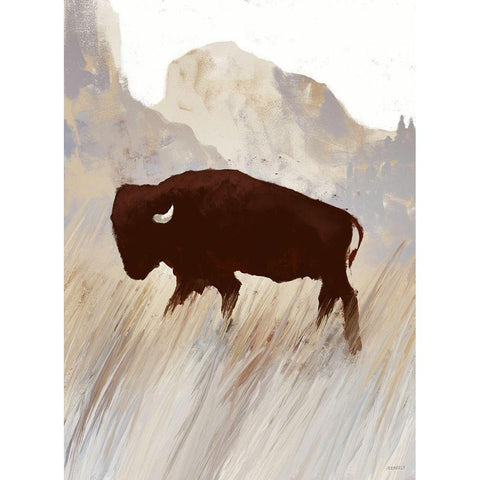 Buffalo Sunset Hill II White Modern Wood Framed Art Print by Meneely, Dan