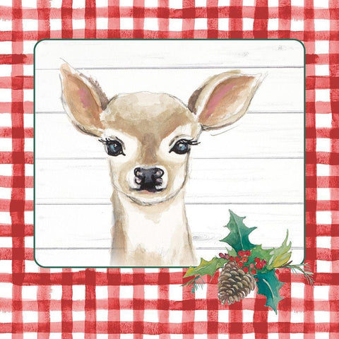 Red Plaid Woodland II White Modern Wood Framed Art Print by Pinto, Patricia