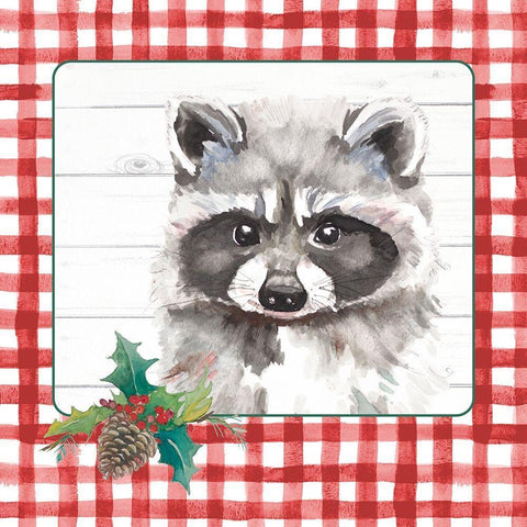 Red Plaid Woodland III White Modern Wood Framed Art Print with Double Matting by Pinto, Patricia