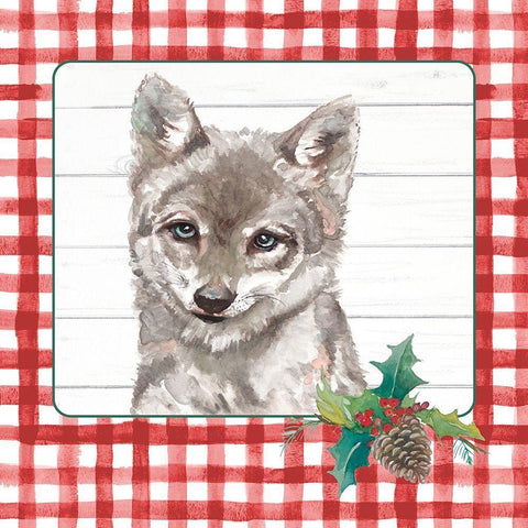 Red Plaid Woodland IV Black Ornate Wood Framed Art Print with Double Matting by Pinto, Patricia