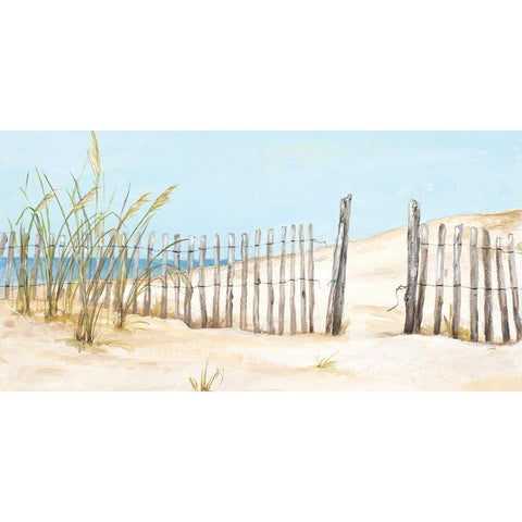 Beach Fence White Modern Wood Framed Art Print by Pinto, Patricia