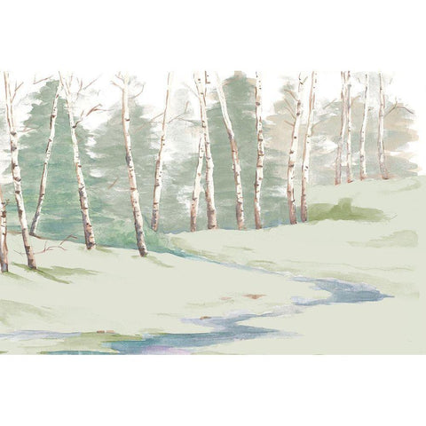 Winter Landscape Black Modern Wood Framed Art Print with Double Matting by Pinto, Patricia