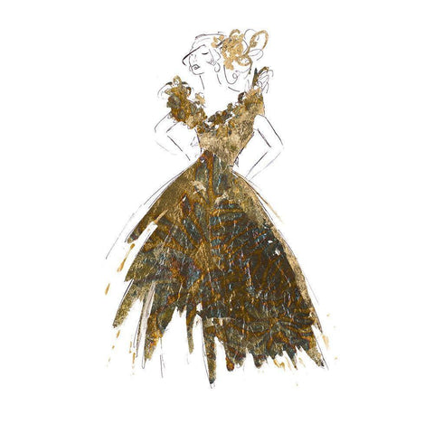 Fashion in Gold I Black Modern Wood Framed Art Print with Double Matting by Pinto, Patricia