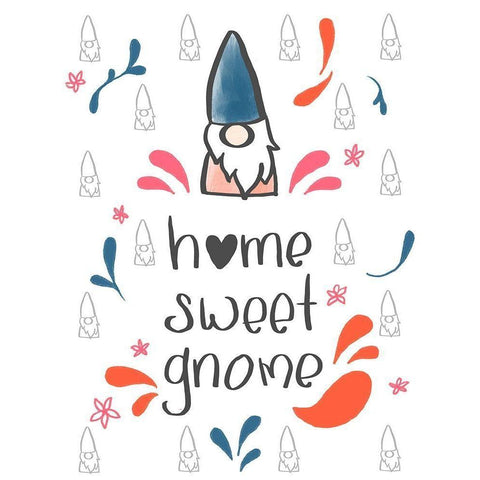 Home Sweet Gnome Black Modern Wood Framed Art Print with Double Matting by Quach, Anna