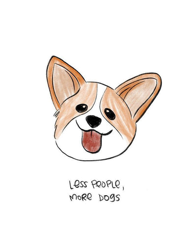 Less People More Dogs Black Ornate Wood Framed Art Print with Double Matting by Quach, Anna