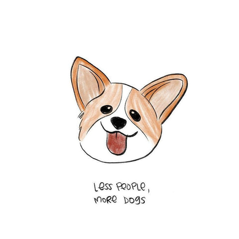 Less People More Dogs Black Modern Wood Framed Art Print by Quach, Anna