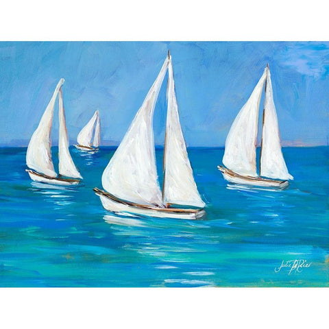 Sailboats I Black Modern Wood Framed Art Print with Double Matting by DeRice, Julie