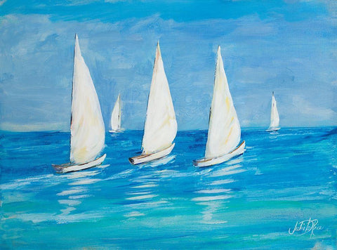 Sailboats II White Modern Wood Framed Art Print with Double Matting by DeRice, Julie