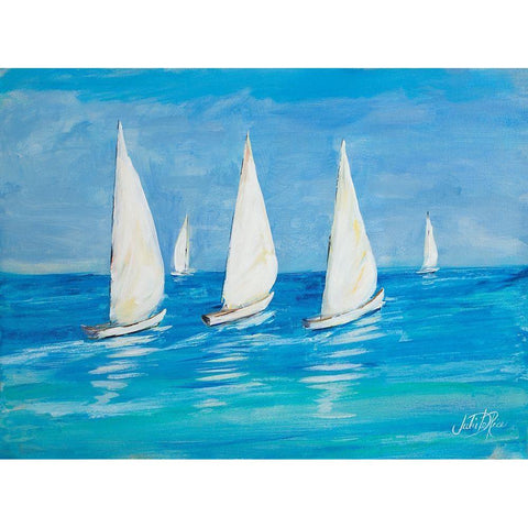 Sailboats II Black Modern Wood Framed Art Print by DeRice, Julie