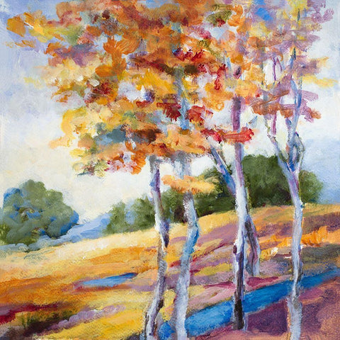 Briskly Autumn White Modern Wood Framed Art Print by Loreth, Lanie