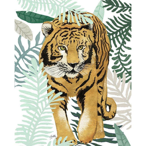 Jungle Tiger I Gold Ornate Wood Framed Art Print with Double Matting by Medley, Elizabeth