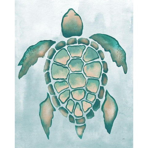 Aquatic Turtle I White Modern Wood Framed Art Print by Medley, Elizabeth