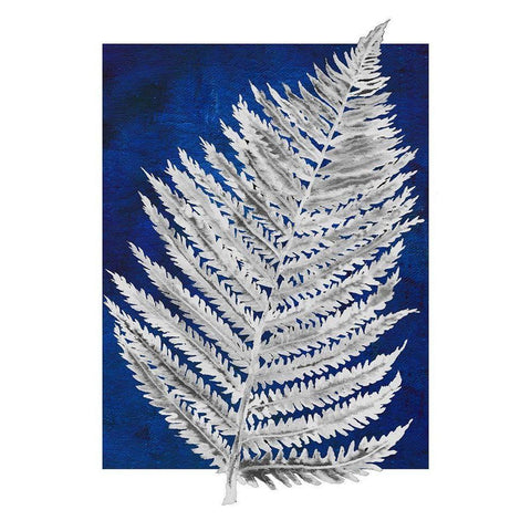 Blue Fern in White Border II Gold Ornate Wood Framed Art Print with Double Matting by Medley, Elizabeth