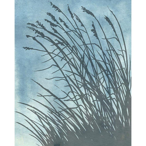 Tall Grasses on Blue I Gold Ornate Wood Framed Art Print with Double Matting by Medley, Elizabeth