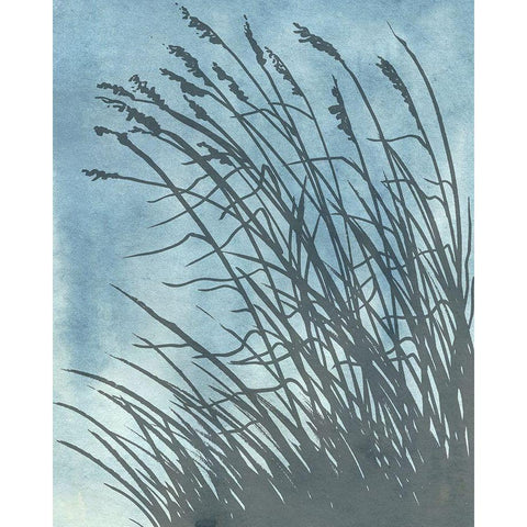 Tall Grasses on Blue I Black Modern Wood Framed Art Print with Double Matting by Medley, Elizabeth