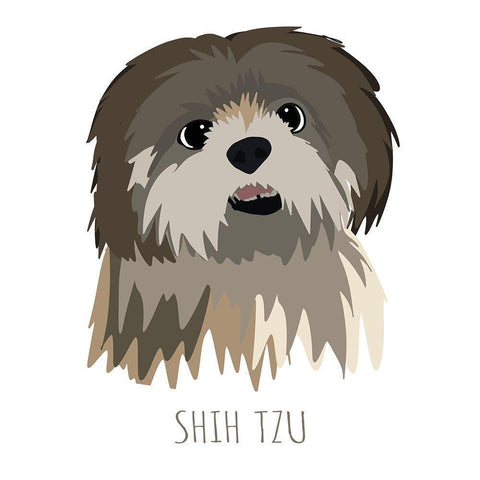Shih Tzu Black Modern Wood Framed Art Print by Torres, Melanie