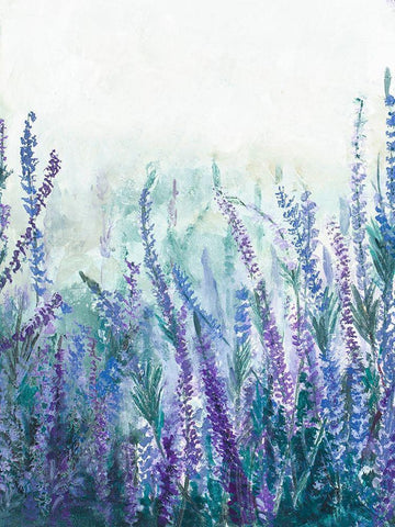 Lavender Garden I White Modern Wood Framed Art Print with Double Matting by Pinto, Patricia